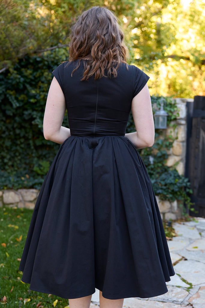 PREORDER Rhythm Dress in Noir | Black Vintage Tea - Length Dress - Poet Dresses