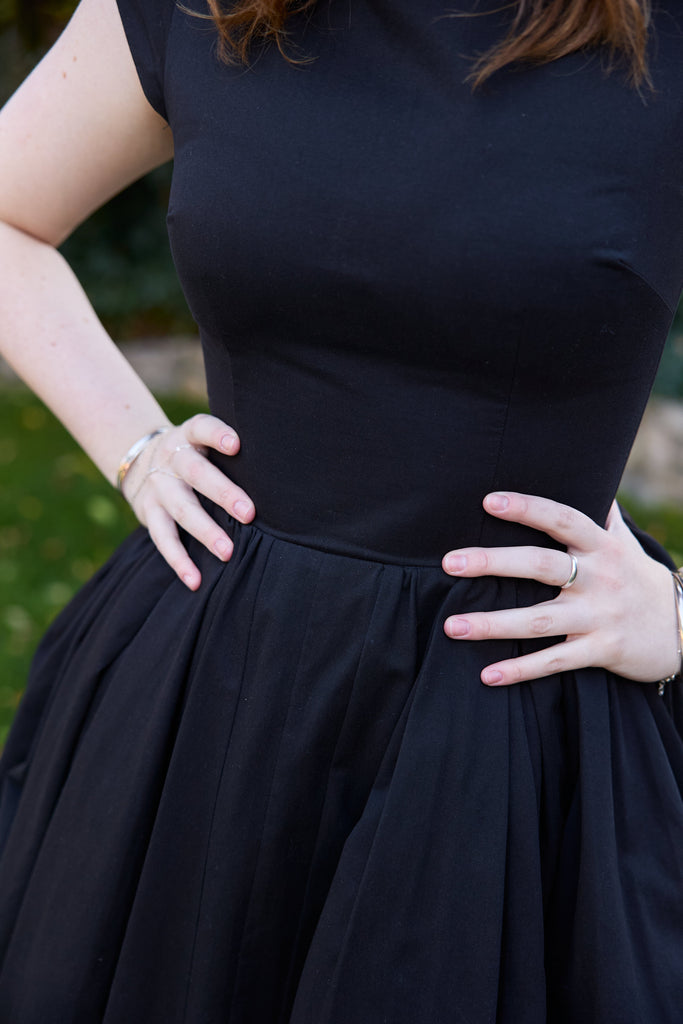 PREORDER Rhythm Dress in Noir | Black Vintage Tea - Length Dress - Poet Dresses