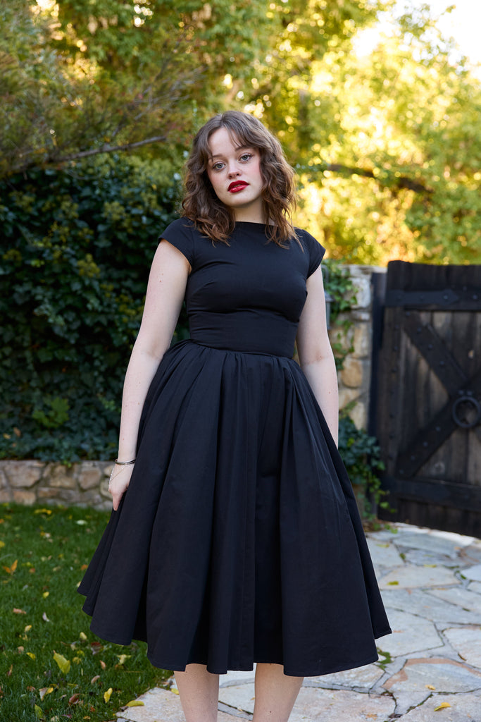 PREORDER Rhythm Dress in Noir | Black Vintage Tea - Length Dress - Poet Dresses