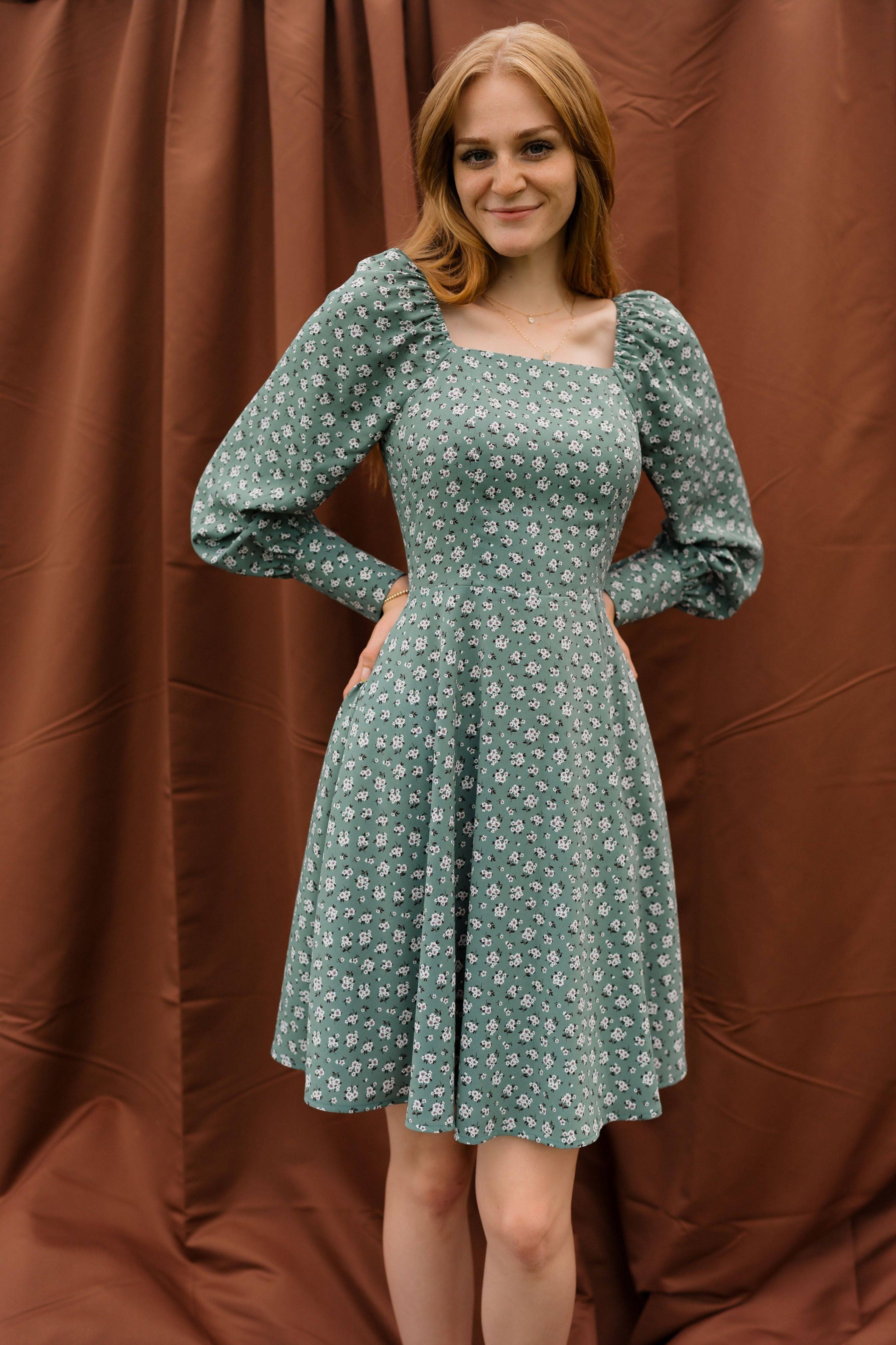 Long Sleeve Square Neck Dress | Rispetto Dress | Comfy, Cute, Flirty L