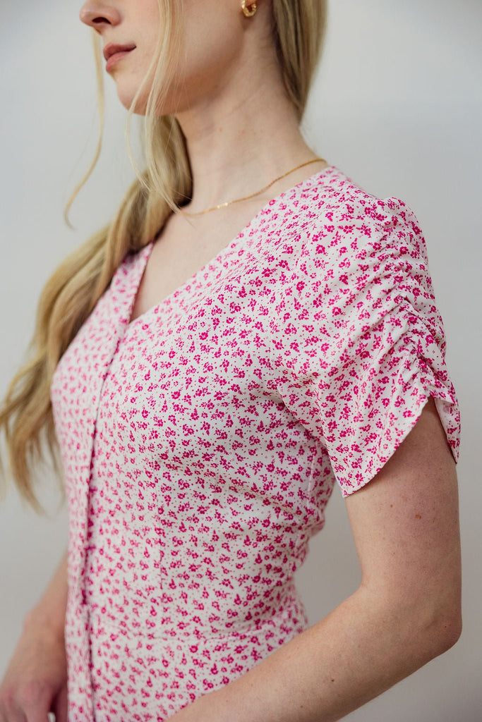 Sonnet Dress in Peony | Pink Button - Up Dress - Poet Dresses