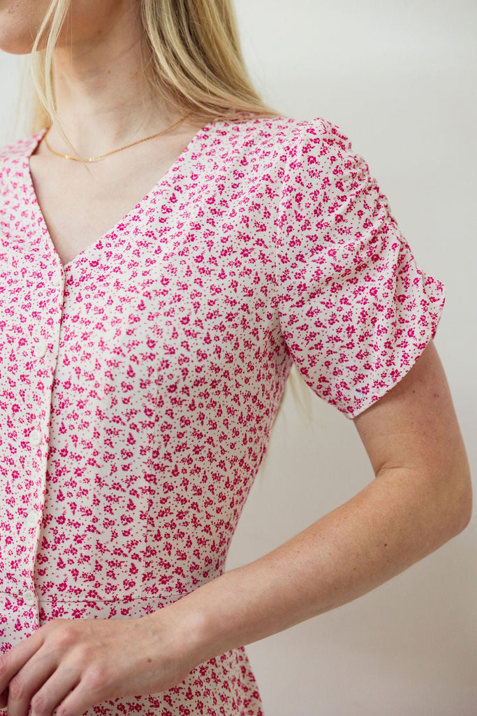 Sonnet Dress in Peony | Pink Button - Up Dress - Poet Dresses