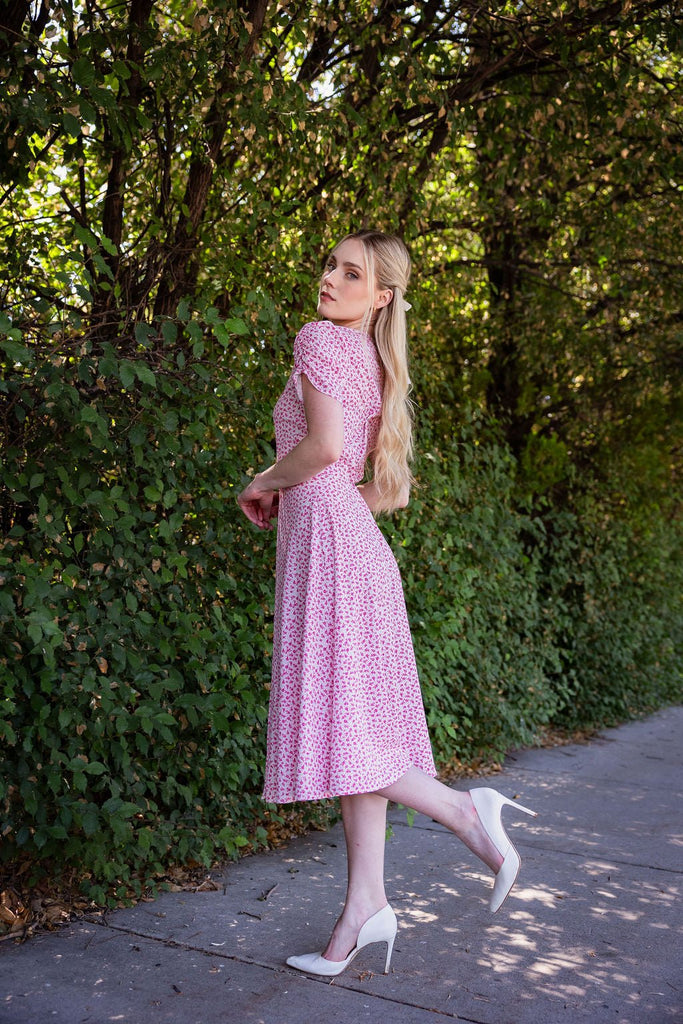 Sonnet Dress in Peony | Pink Button - Up Dress - Poet Dresses