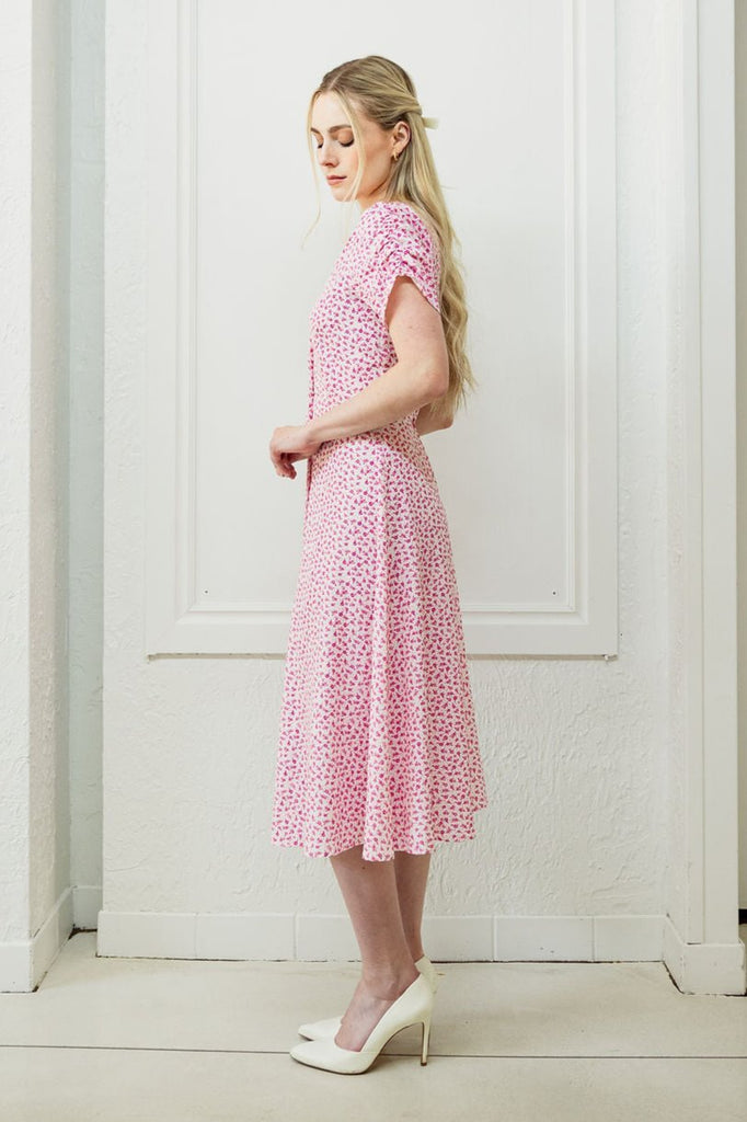 Sonnet Dress in Peony | Pink Button - Up Dress - Poet Dresses